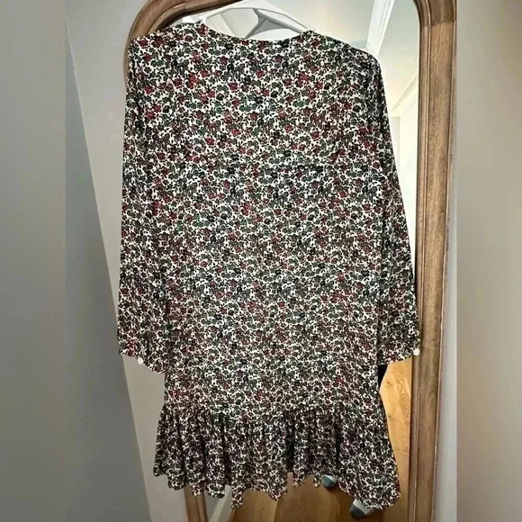 J. Crew Factory Relaxed Fiery Sunset Floral Print Shift Dress Flounce Hem XS - Picture 4 of 7